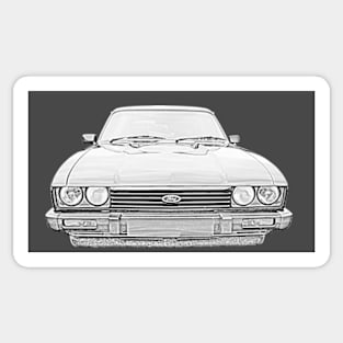 Ford Capri Mk3 1980s classic car monochrome Sticker